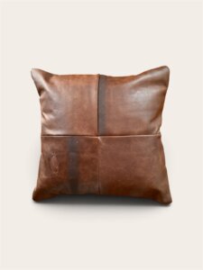 Blue Wildebeest Leather Cushion