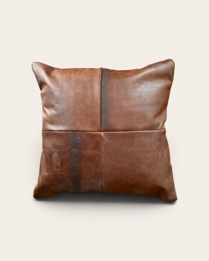 Blue Wildebeest Leather Cushion
