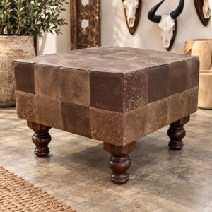 Blue Wildebeest Leather Ottoman